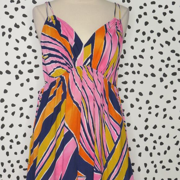 Anthro Maeve Finley Abstract Print V-Neck Sleeveless Wide Leg Jumpsuit - Picture 5 of 10